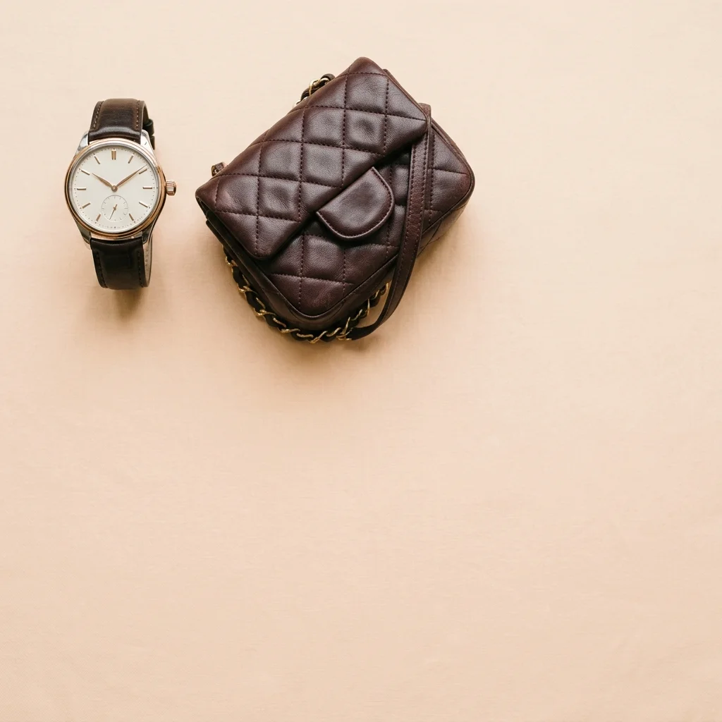 Luxury watch and handbag laid out for an instant estimate