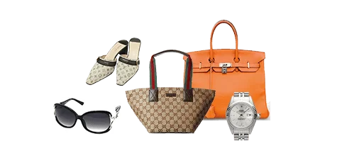 Brand accessories such as bags, sunglasses and watches