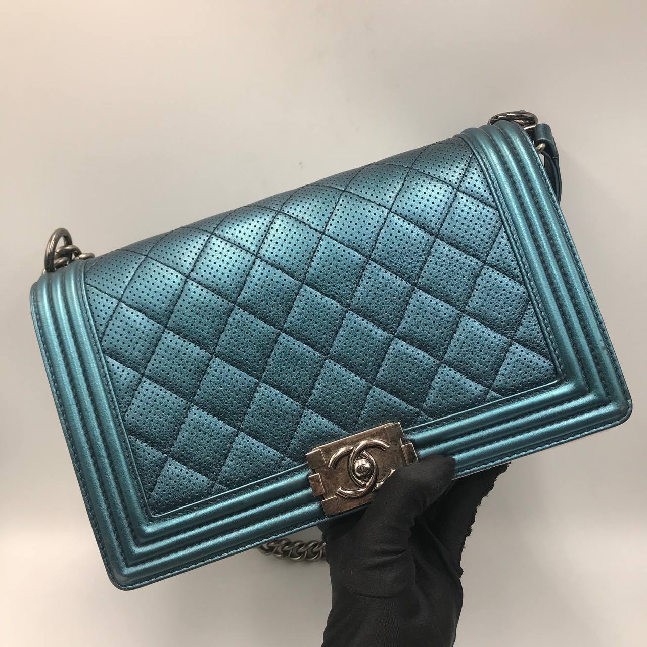 Chanel Bag Boy 28CM Metallic Blue