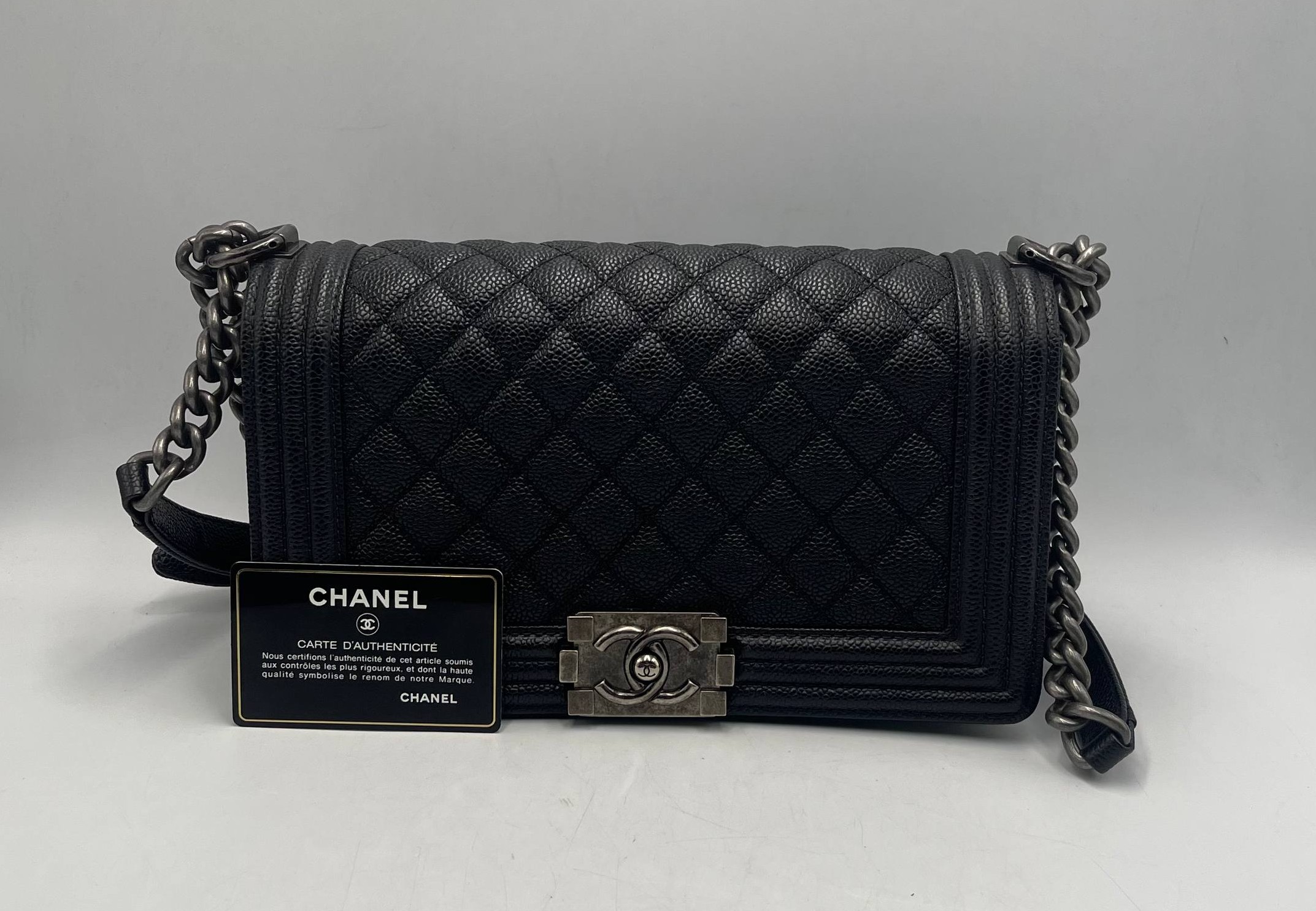 CHANEL BAG BOY CAVIAR SKIN 25CM NO.20 SO BLACK