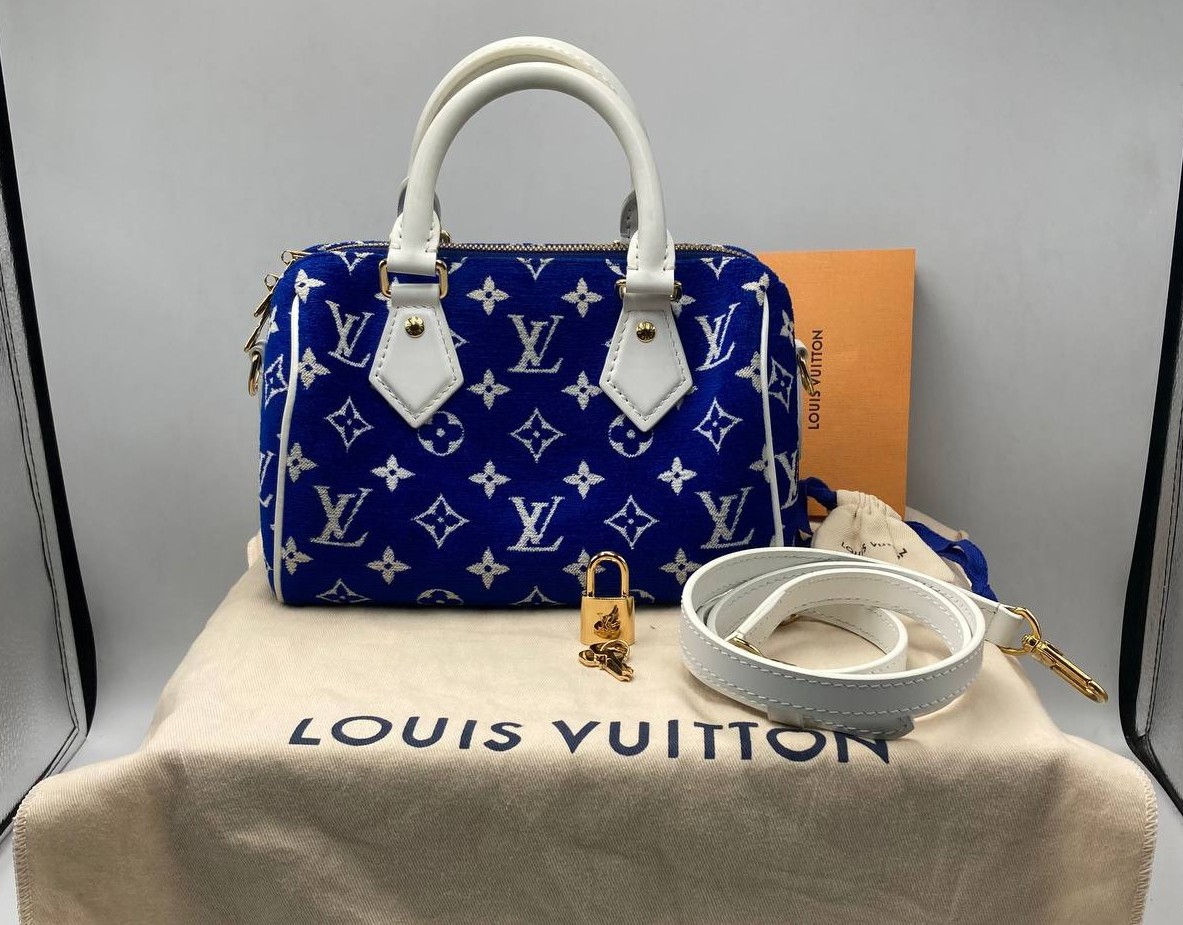 LOUIS VUITTON BAG M20751 SPEEDY 20 BANDOULIERE VELVET BLUE