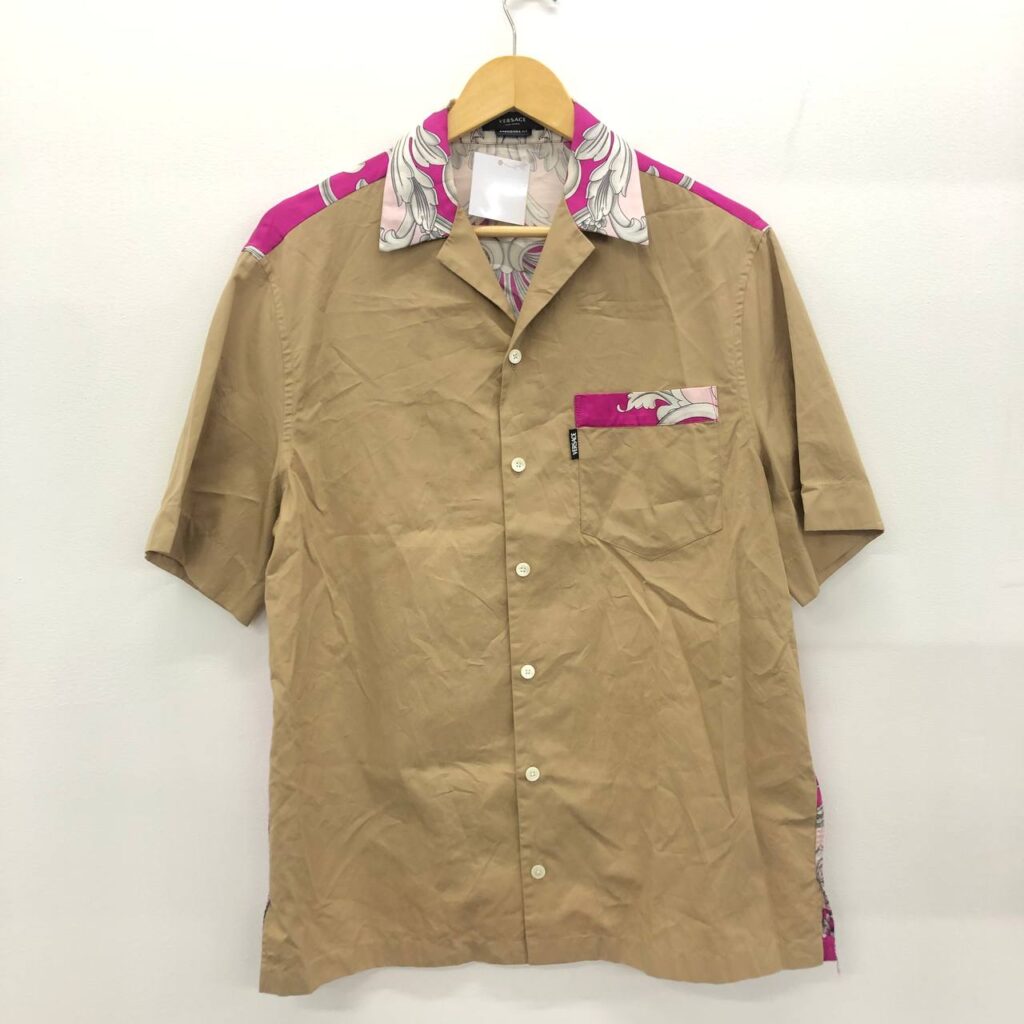 VERSACE SHIRT BAROQUE PANEL SHORT SLEEVE COTTON