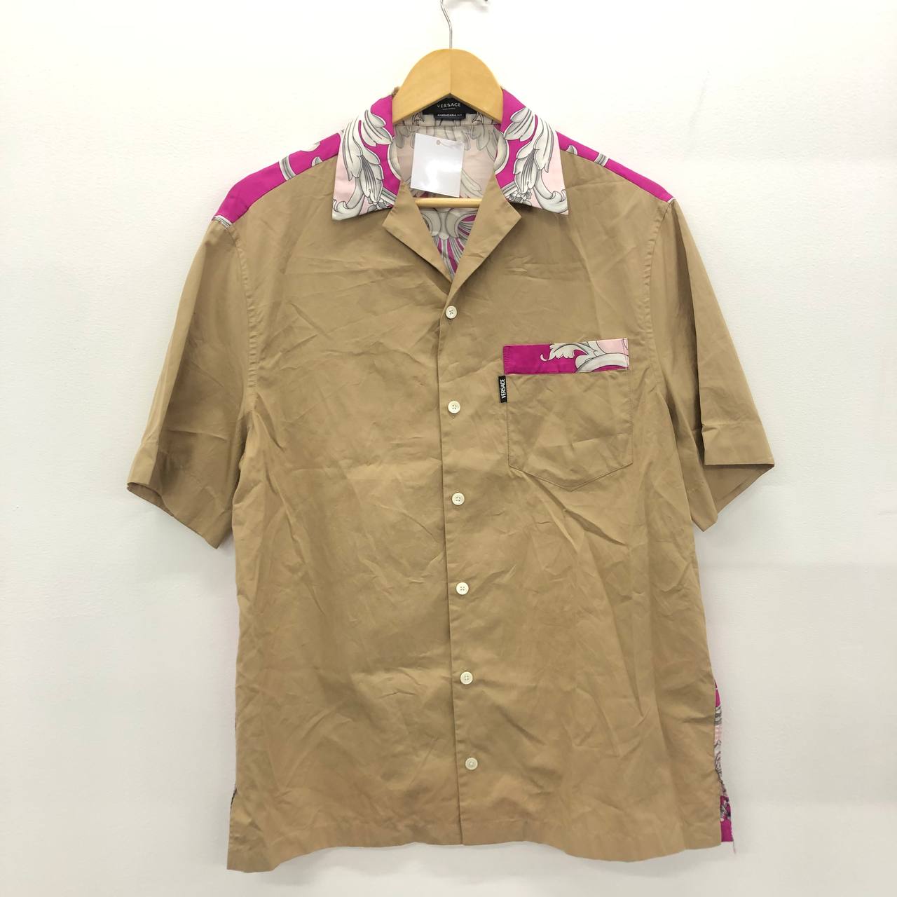 VERSACE SHIRT BAROQUE PANEL SHORT SLEEVE COTTON