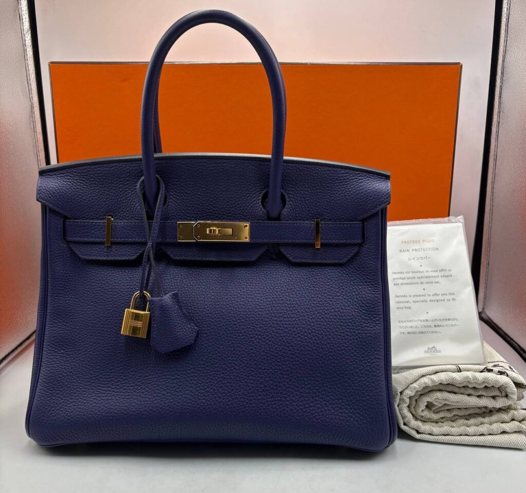 HERMES BAG BIRKIN 30 TOGO BLUE ANKLE C STAMP
