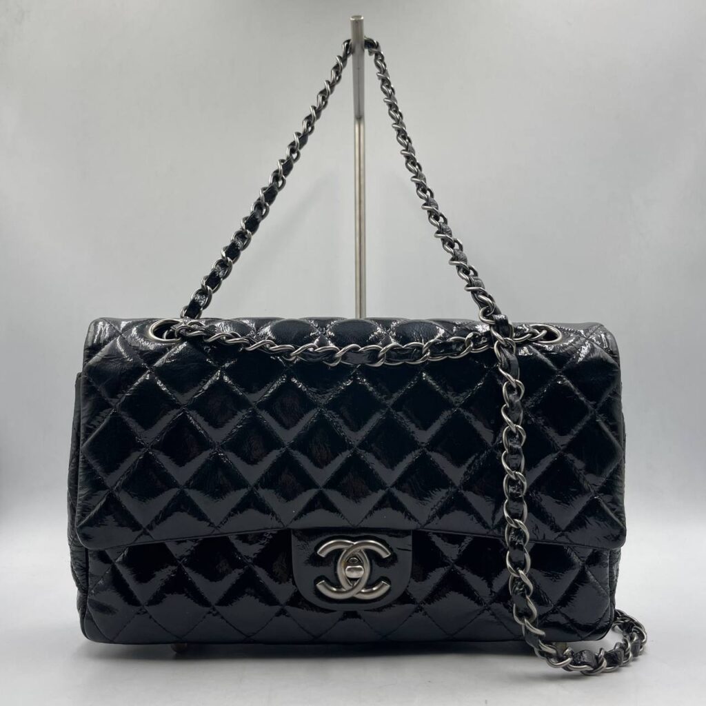 CHANEL BAG PATENT W FLAP 25CM NO 12