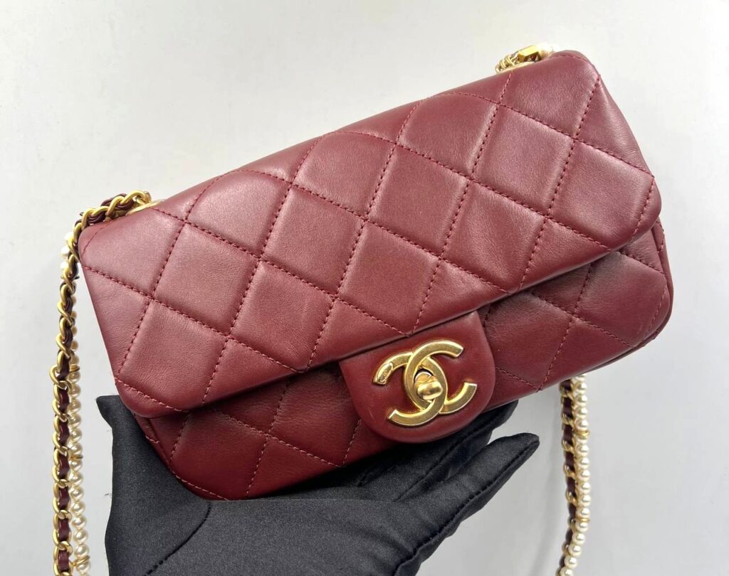 CHANEL BAG LAMBSKIN MINI PEARL CHAIN SHOULDER  NO 30