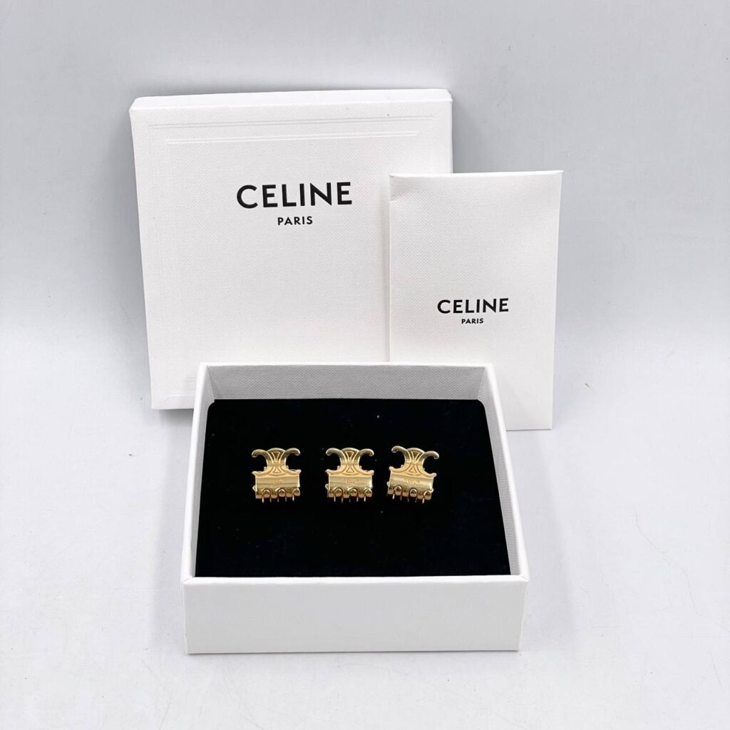 CELINE HAIR CLAWS 3PCS MINI GOLD
