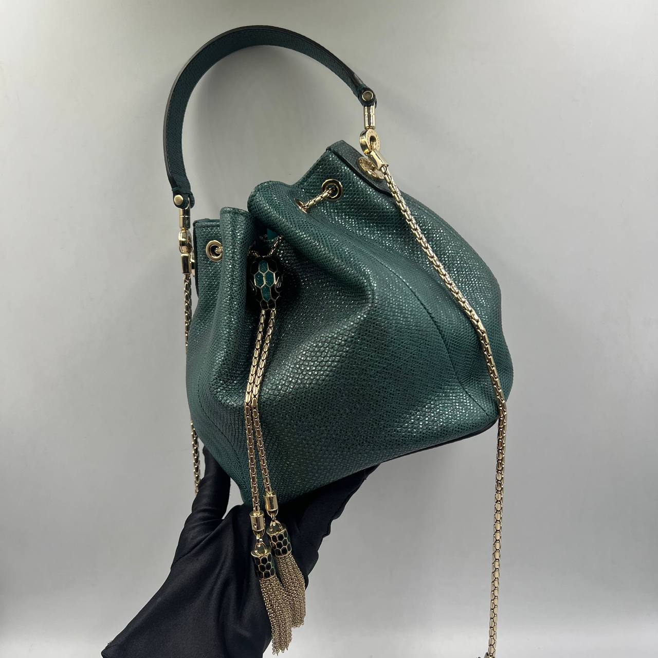 BVLGARI SERPENTI FOREVER BUCKET GREENBAG, MM-F19-287950, SERPENTI