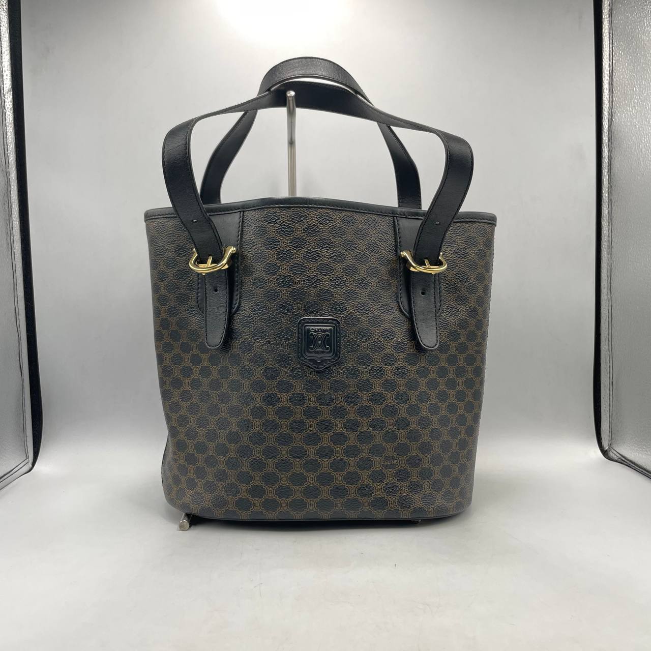 CELINE BAG MACADAM BLASON TOTE VINTAGE, MC98/1 ,  LEATHER,PVC