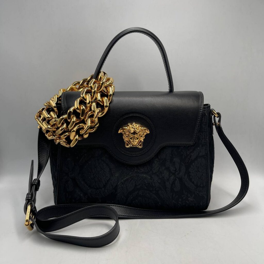 VERSACE MEDUSA LUREX CLOQUET W/CHAIN BAG
