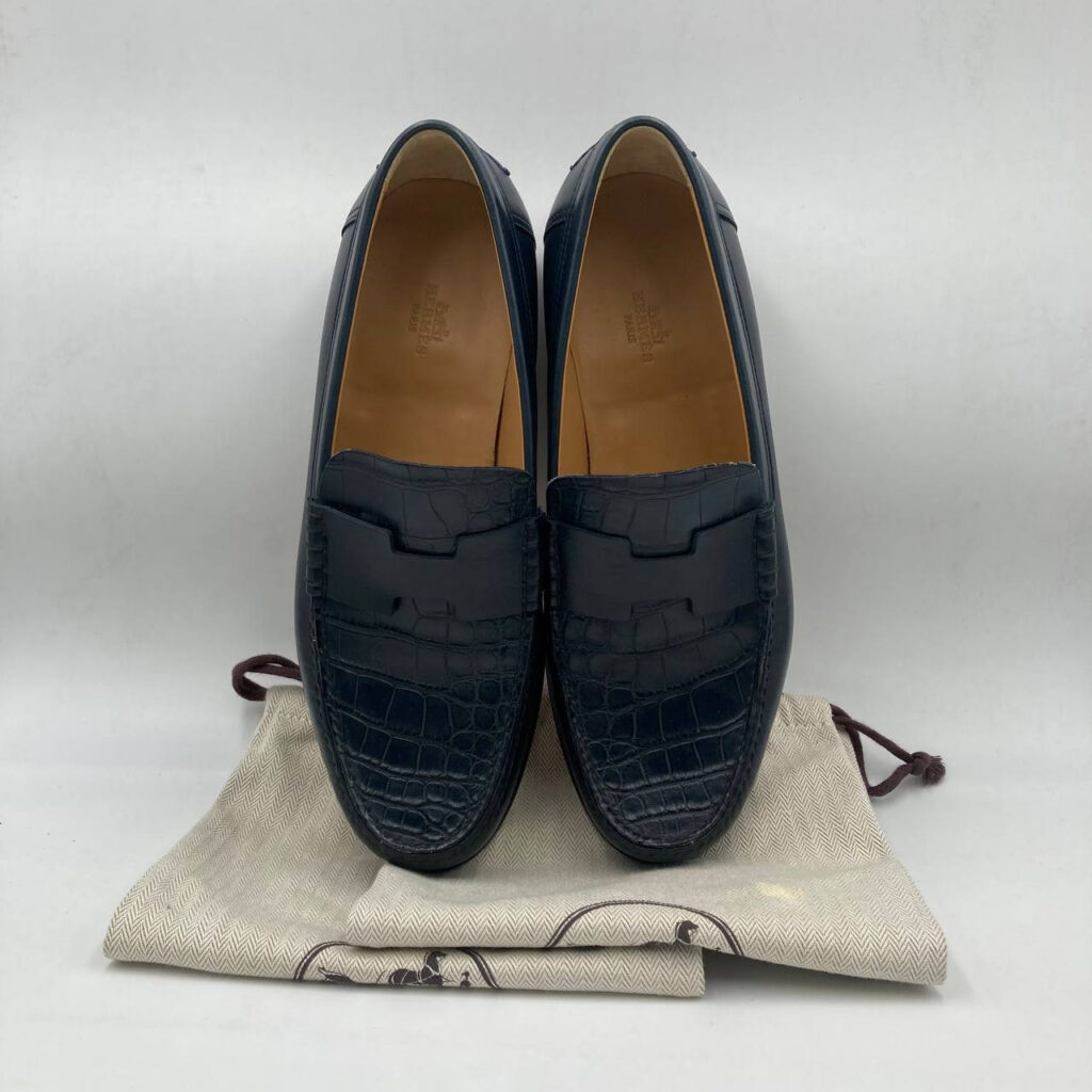 HERMES SHOES LOAFERS EMBOSSED CROCODILE