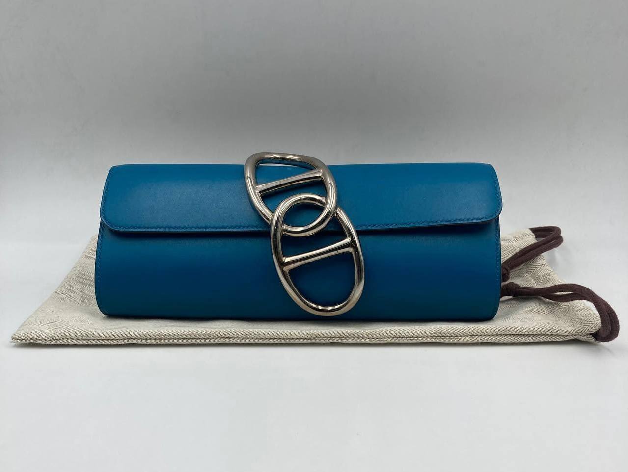 HERMES BAG EGEE CLUTCH BLUE, CLUTCH , LEATHER 