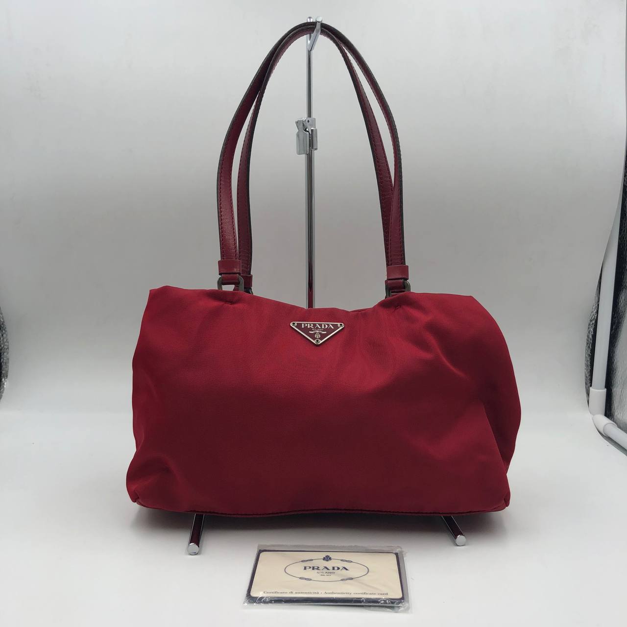 PRADA TESSUTO NYLON SHOULDER RED BAG